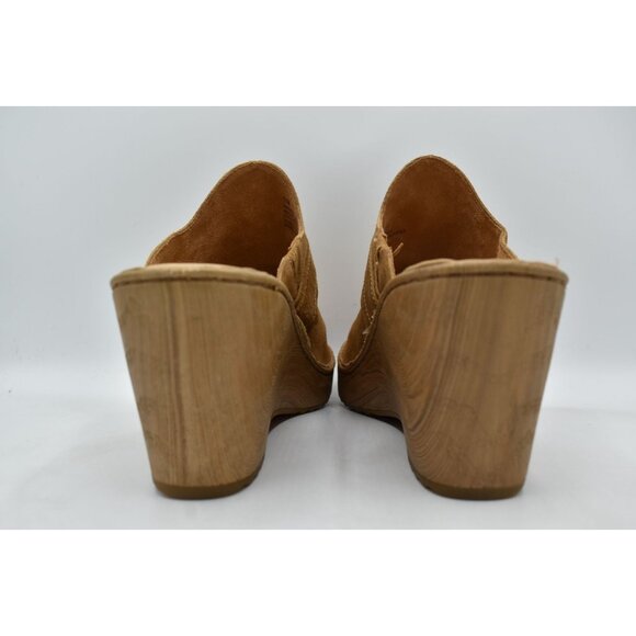 Born Womens 11 Nola Tan Camel Distressed Leather Slip On Platform Clogs Mules - Picture 10 of 15